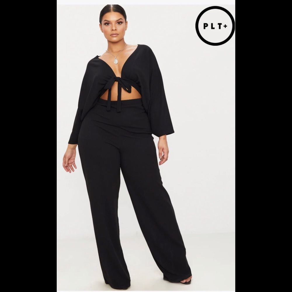 Plus Black Crepe Batwing Cutout Jumpsuit